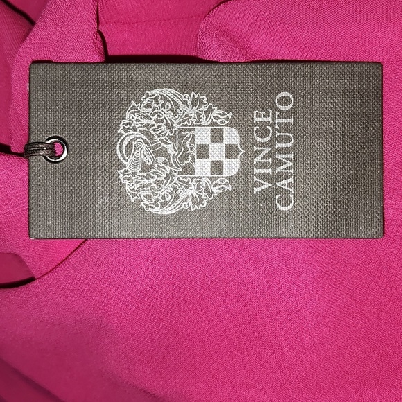 New Vince Camuto Sleeveless Solid Draped Halter Jumpsuit, Fuchsia Pink Sz M - Picture 7 of 8